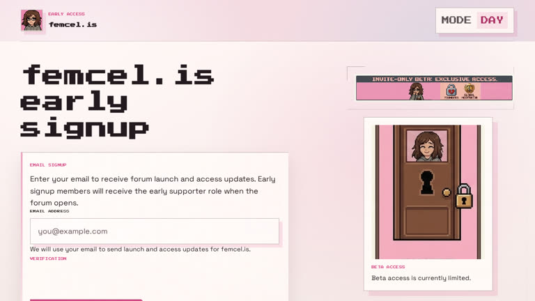 Femcel website homepage built by Solurnis
