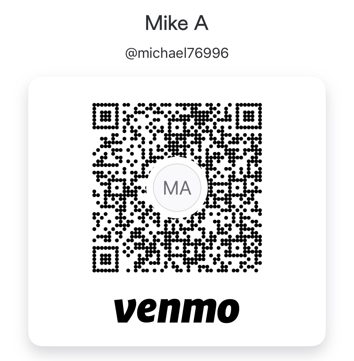 Venmo QR code for @michael76996